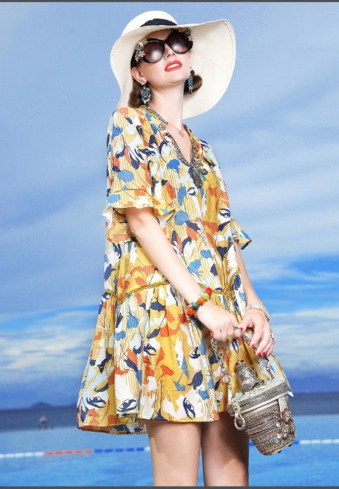 戛娜巨式2020新款宽松苎麻拼接裙子 探寻优质批发拿货渠道